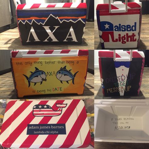 Lambda Chi Alpha Fraternity Cooler                                                                                                                                                                                 More Delta Tau Delta, Formal Cooler Ideas, Fraternity Formal, Greek Crafts, Fraternity Coolers, Formal Cooler, Lambda Chi Alpha, Coolest Cooler, Cooler Ideas