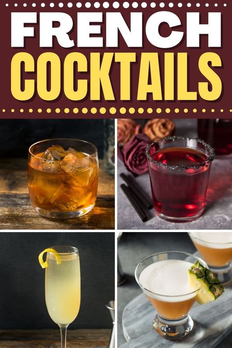 Give happy hour an upgrade with these classic French cocktails. From a French 75 to a sidecar to a French martini, these drinks will have you feeling fancy in no time. Classic French Cocktails, French Cocktails Recipes, Manly Cocktails, French Cocktails, French 75 Cocktail, French Martini, Veggie Recipe, Theme Nights, French 75