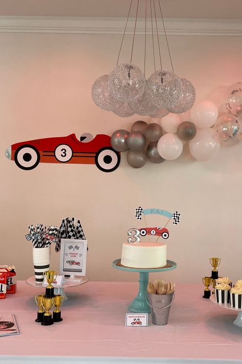 Vintage Race Car Birthday Cake, Race Car Birthday Cake, Car Birthday Cake, Vintage Race Car Birthday, Vintage Race Car Party, Vintage Car Birthday, Birthday Cake Table, Cars Birthday Cake, Dessert Table Birthday