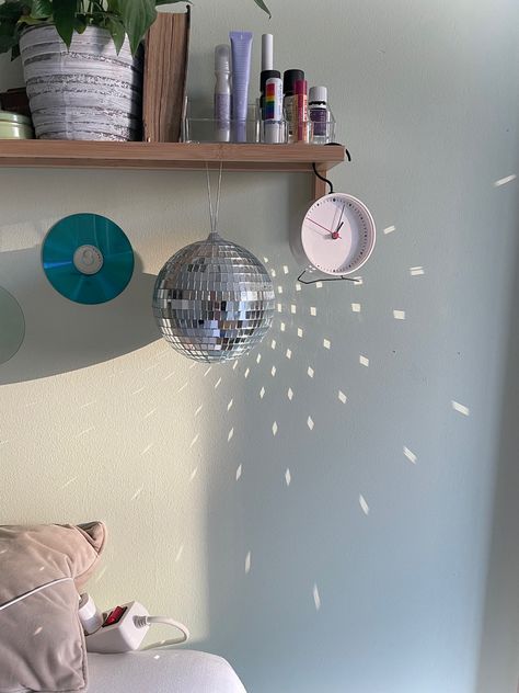 Mirror Ball Aesthetic, Disco Ball Aesthetic, Disco Room, Mini Disco Ball, Ball Aesthetic, Bedroom Interiors, Alien Girl, Like A Mom, Mirror Ball