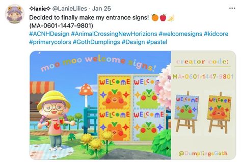 Acnh Kidcore, Pastel Kidcore, Pusheen Cute, Animal Crossing Memes, Island Theme, Star City, Entrance Sign, Welcome Signs, New Animal Crossing