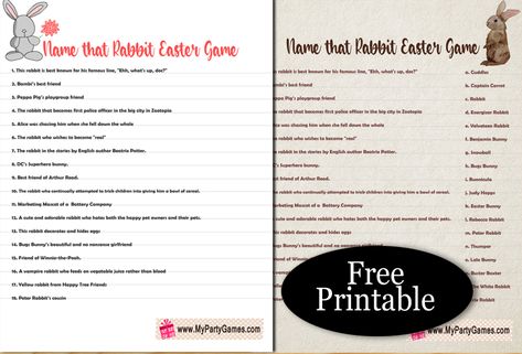 Rabbit Free Printable, Fun Easter Games, Easter 2024, Free Printable Games, Easter Games, Easter Printables Free, Printables Free, Easter Printables, Printable Games