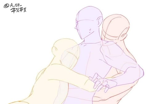 Hug Pose, Base Anime, Person Drawing, Figure Drawing Reference, Anime Drawings Tutorials, Art Base, Art Poses, Anime Poses Reference, Drawing Base