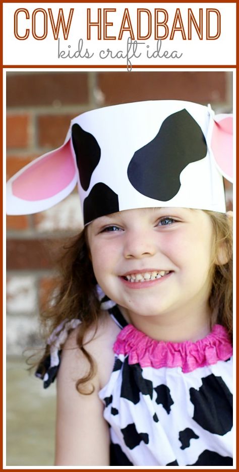 DIY Cow Headband - Sugar Bee Crafts Diy Cow Ears, Cow Headband, Cow Appreciation Day, Farm Animals Preschool, Cow Craft, Farm Animal Crafts, Farm Craft, Farm Animals Theme, Farm Preschool