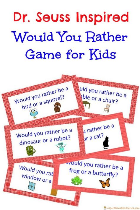 Play a family friendly Would You Rather game inspired by Dr. Seuss Dr Seuss Circle Time Preschool, Dr Suess Literacy Activities Preschool, Dr Seuss Games Preschool, Dr Seuss Circle Time Ideas, Dr Suess Preschool Activities, Dr Suess Activities, Dr Seuss Games, Dr. Suess, Dr Seuss Preschool Activities