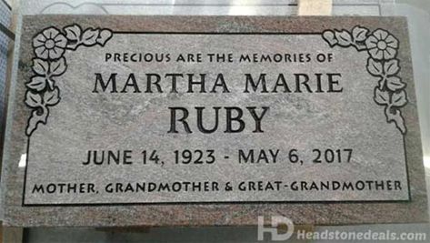 Headstones - Flat Markers Production Sample Headstone Fonts, Flat Grave Markers, Flat Headstones, Plaque Ideas, Grave Markers, Memorial Plaque, Grave Marker, Small Flat, Markers