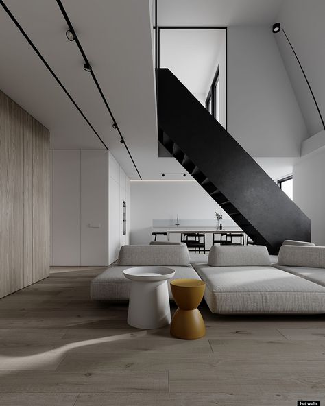 Minimal Loft, Walls Design, Japandi Living, Latest Living Room Designs, Interior Minimalista, House Arch Design, Interior Stairs, Modern Houses Interior, Minimalism Interior