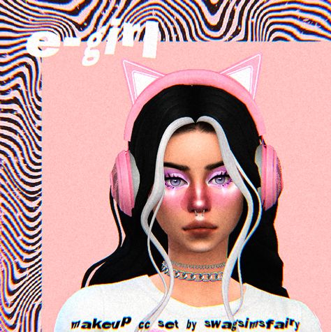 Sims 4 Cc Egirl Makeup, Sims 4 Egirl Hair, Sims 4 Cc Egirl Hair, Sims 4 E Girl Cc, Sims 4 Cc Egirl, Egirl Face, Ts4 Cc Makeup, Egirl Hair, Makeup Egirl