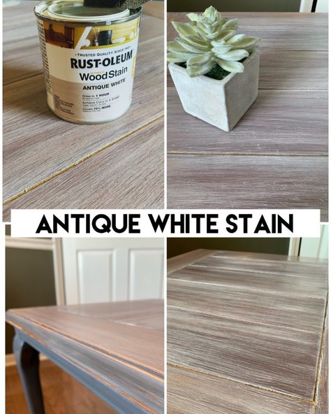 How to Antique White Stain a Table - Let's Paint Furniture! Antique White Stain, Furniture Stain, White Wood Stain, Antique White Furniture, White Washed Furniture, Vintage Painted Furniture, Painting Wooden Furniture, Staining Furniture, White Furniture Living Room