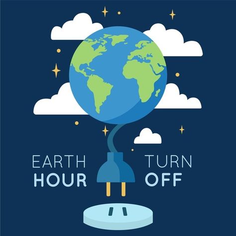 Earth hour illustration with planet and power cord Free Vector Earth Hour Poster Design, Earth Hour Poster, Animation Principles, Festival Graphics, Earth Day Drawing, Earth Day Posters, Penghematan Energi, School Book Covers, About Earth