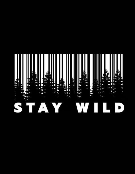 This Print Ready Stay Wild Themed T-shirt Design features illustration of barcode and tree line with placeholder for text. Ideal design for jungle related T-Shirt. Modify and download this template for your next T-Shirt design. Jungle T Shirt Design, Aesthetic Tshirt Print Designs, Tshirt Printing Design Illustration, Tshirt Text Design, Aesthetic T Shirt Design, Tshirt Design Template, T Shirt Text Design, Organic Cleaning, Diy Techniques And Supplies