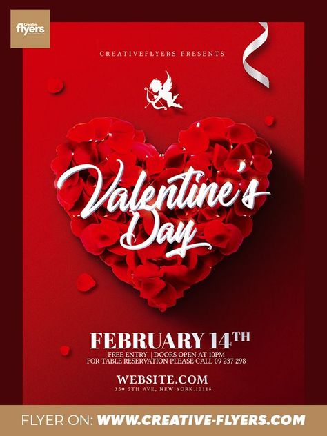 Download and create amazing Valentine's Day flyer by @creativeflyers for Photoshop. #valentinesday #love #red #creative #flyers #flyer #creativeflyers Photoshop Flyer, Flyer Size, Free Flyer Templates, Creative Flyers, Valentines Design, Valentine Day Special, Free Valentine, Saint Valentine, Vector Shapes