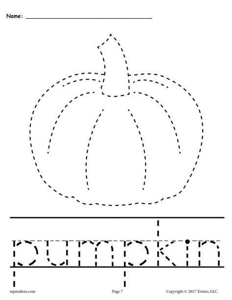 Pumpkin Tracing, Halloween Worksheets Preschool, Pumpkin Preschool, Pumpkins Preschool, Worksheet For Preschool, Fall Worksheets, Worksheet Preschool, Fall Preschool Activities, Pumpkin Activities