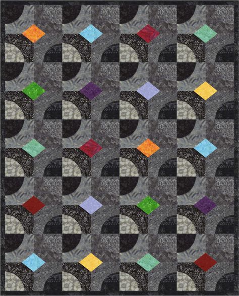 Kent Tattoo, Gray Quilts, Garden Quilt Pattern, Circle Quilt Patterns, Curved Piecing, Drunkards Path Quilt, Drunkards Path, Black And White Quilts, White Quilts