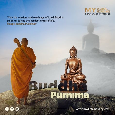 "Let us celebrate the birth, enlightenment, and passing away of Lord Buddha by spreading love and compassion to all beings. Happy Buddha Purnima!" #Buddha #buddhapurnima #mydigitalhousing #digitalmarketing Buddha Purnima Creative Ads, Buddha Purnima Creative, Budh Purnima, Happy Buddha Purnima, Buddha Purnima, Love And Compassion, Birthday Photo Banner, Lord Buddha, Happy Buddha