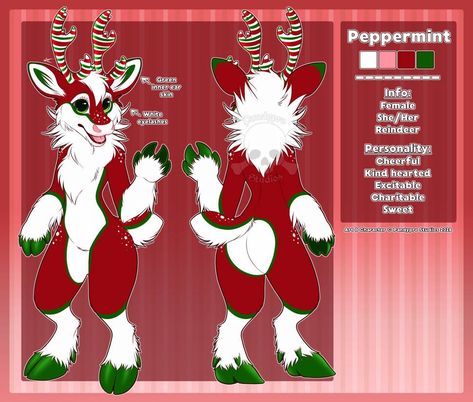 Reindeer Fursuit, Reindeer Fursona, Kind Heart, Peppermint, Reindeer, Green, Art