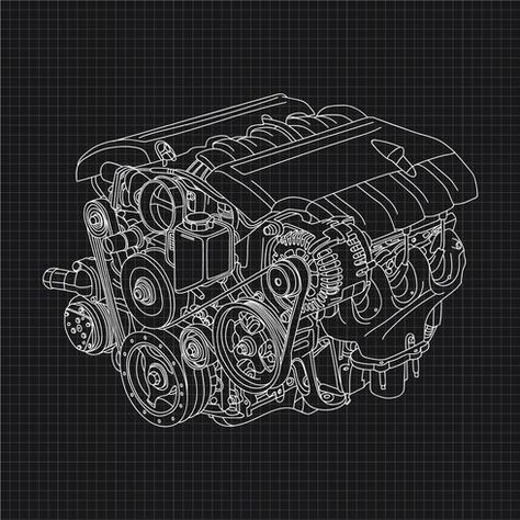 Engine Blueprint, Black And White Car, Blueprint Art, Cool Car Drawings, White Car, Valentine Photography, Patent Art, Black And White Canvas, Car Drawings