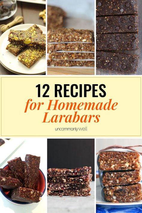 Larabars are delicious and healthy, but not always affordable! Start making your own homemade larabars - follow any of these 12 awesome recipes. Click to read more. Laura Bars Homemade, Diy Lara Bars Recipes, Diy Larabar Recipe, Copycat Larabar Recipe, Lara Bars Homemade, Larabar Copycat Recipe, Homemade Larabar Recipes, Larabars Homemade, Diy Lara Bars