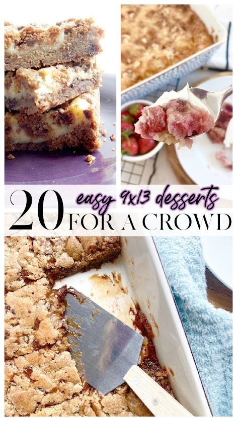 20 Easy 9x13 Desserts for a Crowd 9x13 Desserts, Inexpensive Desserts, Peanut Butter Cheesecake Bars, Strawberry Upside Down Cake, Layered Pumpkin Dessert, Cheap Desserts, Chocolate Chip Cookie Cheesecake, Desserts With Few Ingredients, Cream Cheese Bars