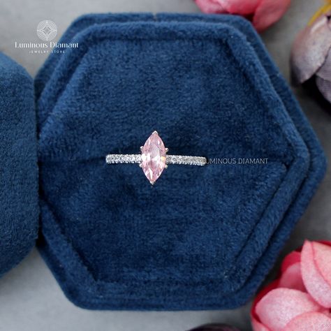 Pink Marquise Ring, Pink Marquise Engagement Ring, Pink Diamond Wedding Rings, Gold Marquise Ring, Marquise Wedding Ring, Unique Promise Rings, Pink Diamond Ring, Marquise Diamond Ring, Marquise Ring