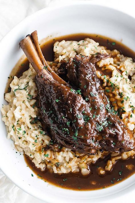 Goat Shank Recipe, Braised Lamb Shanks Recipe, Lamb Shanks Recipe, Shanks Recipe, Lamb Shank Recipe, Creamy Risotto, Billy Parisi, Braised Lamb Shanks, Lamb Shank