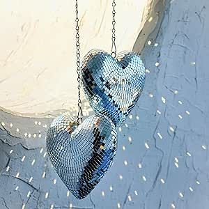 Disco Ball 2 Pack Heart Disco Balls Silver Stage Mirror Balls Hanging Disco Decor for Party,Room,Wedding,Garden,Retro Reflective Disco Ball Handmade Gifts(6.3inch) Disco Ball Decorations, Disco Ball Mirror, 70's Disco, Disco Decorations, Disco Costume, Heart Mirror, Glass Decoration, Chain Heart, Costume Inspo