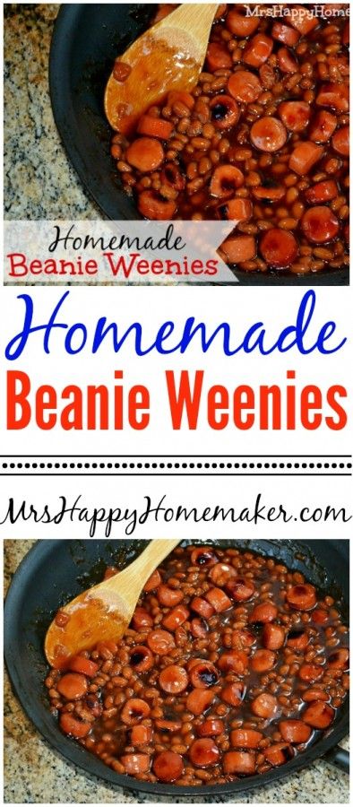 These Homemade Beanie Weenies are absolutely yummy - WAY better than canned beanie weenies too and nearly as simple too! Beanie Weinie Recipe, Homemade Beanie Weenies, Beanies And Weenies Recipes, Beans And Weenies Recipes, Beanie Weenies Recipes, Birthday Dinner For Husband, Dinner For Husband, Beans And Weenies, Birthday Dinner Ideas