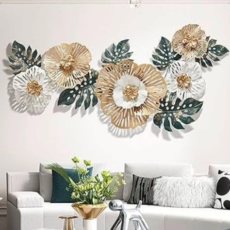 Drawing Room Colour, Flower Wall Art Decor, Metal Flower Wall Art, Metal Flower Wall Decor, Modern Metal Wall Art, Diy Backsplash, Metal Wall Sculpture, Metal Wall Hangings, Metal Wall Art Decor