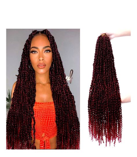 PASSIONTWIST TWISTED Bohemian Braiding Burgundy Red Passion Twists, Twisted Braids For Black Women, Cute Box Braids, Boho Twists, Red Boho, Braids For Black Women, Red Ombre, Cute Box Braids Hairstyles, Protective Hairstyles Braids