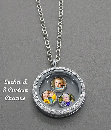 Custom Made With Your Photo 3 Pack Mini by FloatingPhotoCharms Necklace Photo, Picture Locket, Glass Locket, Floating Charms, Photo Charms, Mothers Necklace, Photo Craft, Pandora Jewelry, Boho Hippie