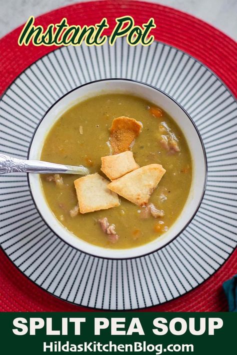 Assyrian Recipes, Instant Pot Split Pea Soup, Instant Pot Split Pea, Pea Soup Recipe, Green Split Peas, Split Pea Soup Recipe, Split Peas, Ham Bone, Split Pea Soup