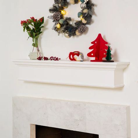 Lark Manor Aleezay Wood Fireplace Shelf Mantel & Reviews | Wayfair Rectangle Fireplace, Fireplace Mantle Wood, Mantle Wood, Fireplace Mantle Shelf, Floating Fireplace Mantel, Floating Mantel Shelf, Fireplace White, Wood Mantel Shelf, Wall Mount Shelf