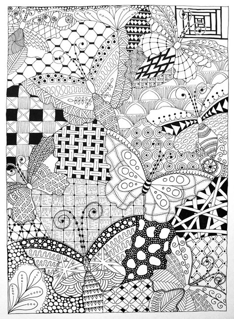 Drawing Flowers Ideas, Coloring Pages For Teenagers, Abstract Coloring Pages, Drawing Flowers, Collage Techniques, Flowers Ideas, Secret Gardens, Watercolor Paintings Easy, Easy Coloring Pages