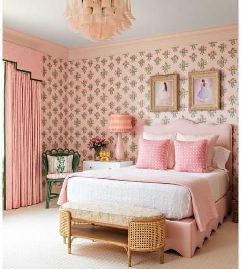 Feminine Characteristics, Pink And Green Bedroom, Phoebe Howard, Women Bedroom, Fun Room, Beautiful Bedroom Designs, Feminine Bedroom, Girls Rooms, Green Bedroom