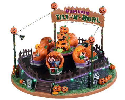 Lemax Spooky Town Halloween Village Collection Lemax Spooky Town Halloween Village, Lemax Halloween Village, Spooky Town Village, Lemax Halloween, Spooky Halloween Desserts, Fall Carnival, Lemax Spooky Town, Spooky Town, Carnival Rides