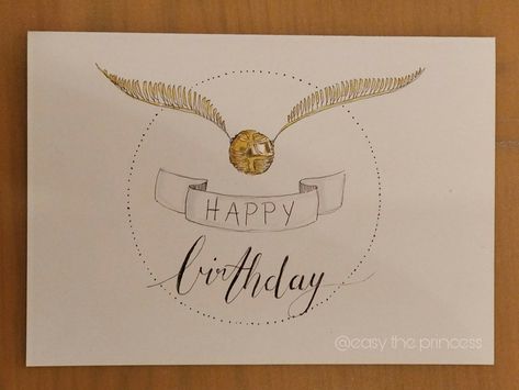 "Harry Potter" birthday card #goldensnitch Birthday Card Ideas Harry Potter, Harry Potter Bday Cards, Harry Potter Birthday Card Ideas, Harry Potter Cards Birthday, Happy Birthday Harry Potter Cards, Harry Potter Birthday Cards Handmade, Harry Potter Birthday Cards Diy, Harry Potter Cards Handmade, Harry Potter Happy Birthday