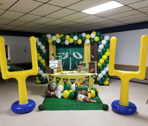 Football Theme Birthday Party Decorations Green Bay Packers Packer Birthday Party, Packers Birthday Party, Packer Party, Nfl Theme Birthday Party, Packers Birthday, Green Bay Packers Birthday Party, Green Bay Packer Birthday Party, Green Bay Packers Party Decorations, Green Bay Packers Birthday