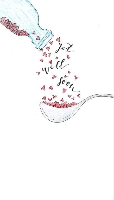 Get Well Soon Cards Drawing, Cute Get Better Soon Drawings, Cute Feel Better Pictures, Feel Better Soon Drawing, Feel Well Soon, Healing Cards Get Well, Get Well Soon Drawings Ideas, Get Well Soon Painting Ideas, Get Well Soon Watercolor