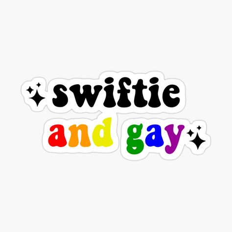 Get my art printed on awesome products. Support me at Redbubble #RBandME: https://www.redbubble.com/i/sticker/Swiftie-and-gay-sticker-by-insolation-art/146844104.EJUG5?asc=u Pride Flag Stickers Printable, Pride Stickers Printable, Queer Stickers, Lgbtq Printable Stickers, Lgbtq Stickers, Gay Quotes, Lgbt Sticker, Pride Quotes, Gay Sticker