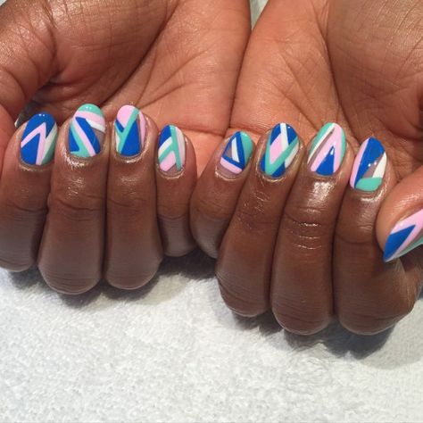 Miami Vice Nails #nailart #heynicenails #longbeach #nicenailsfornicepeople #handpainted #colorblock #gelnails #prestocolorgel #negativespace  (at Hey, Nice Nails) Nails Miami, Nice Nails, Painted Nail Art, Miami Vice, Nail File, Nails Nailart, Nail Artist, Fun Nails, Nail Colors