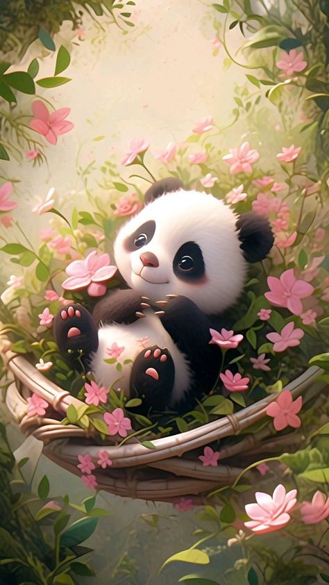 Present Painting, Panda Bears Wallpaper, Cute Panda Drawing, Cute Panda Cartoon, Cute Owls Wallpaper, Panda Drawing, Flowers Oil Painting, Owl Wallpaper, Canvas Oil Painting