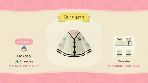 This is my personal design for Taylor Swift’s cardigan design! I made this about last week and plan on making more! Animal Crossing Music, Wisteria Design, Ac Codes, Acnh Clothes, Cozy Gaming, Animal Crossing Memes, Animal Crossing Guide, Animal Crossing Qr Codes Clothes, Animal Crossing Wild World