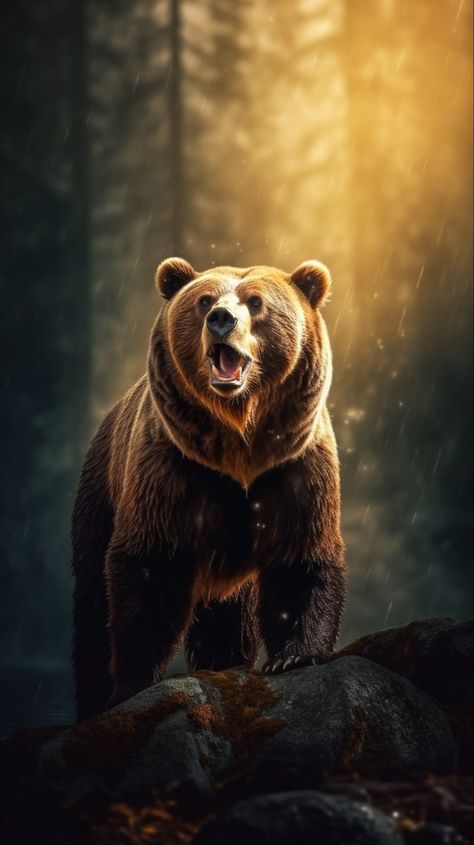 Grizzly Bear Tattoos, Regard Animal, Angry Bear, Wild Animal Wallpaper, Bear Artwork, Bear Paintings, Bear Tattoos, Wild Animals Pictures, Animal Portraits Art