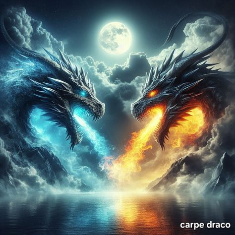 Dragon Phoenix Hybrid, Element Dragons, Dragon Sky, Cool Dragon Pictures, Fire And Ice Dragons, Dragon Transformation, Giant Dragon, Fantasy Dragon Art, Lightning Dragon