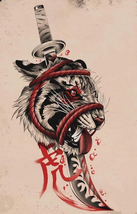 Trash Polka Animal Tattoo, Japanese Snake Tattoo Design, Japanese Demon Tattoo, Japanese Snake Tattoo, Tattoo Poster, On Tattoo, Japanese Tiger, Christian Sleeve Tattoo