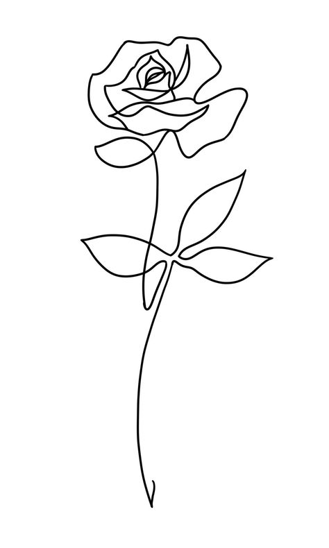 Small Rose Outline Tattoo, Rose Minimalist Drawing, Rose Outline Tattoo, Rose Line Art, Rose Outline, Best Tattoo Ever, Rose Tattoos For Women, Line Art Flowers, Wire Knitting