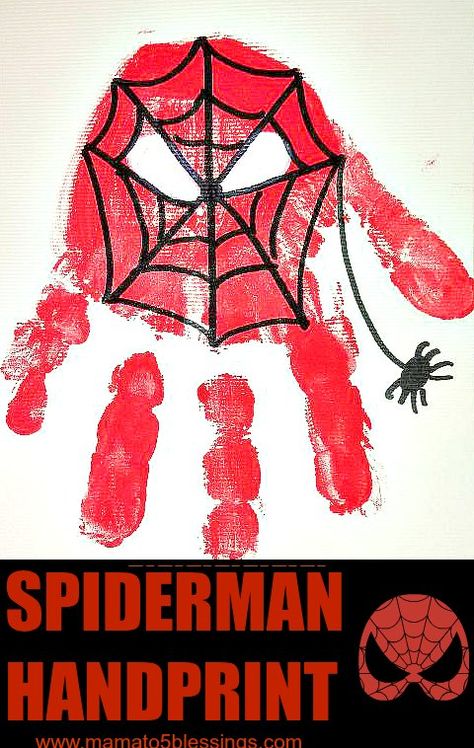 Spiderman Handprint Art, Spiderman Handprint, Spiderman Activities For Kids, Spiderman Crafts For Kids, Flower Wall Decor Ideas, Spiderman Craft, Superhero Preschool, Spiderman Toddler, Hero Crafts