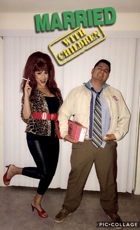 Al and Peggy Bundy Halloween Costumes! The Bundys Halloween Costume, 80s Theme Party Outfit For Couples, Peggy Bundy Outfits, Ted Bundy Costume, Peggy Bundy Costume Diy, Ted Bundy Couple Costume, Couple Halloween Costumes Redhead, Ted And Peggy Bundy Costumes, Peggy Bundy Costume