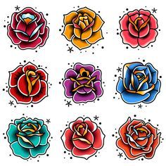 Tattoo Rose Designs, Old School Tattoo Rose, Peter Pan Tattoos, Stock Tattoo, Blue Rose Tattoo Meaning, Old School Rose, Tattoo Roses, Wanderlust Tattoo, Traditional Tattoo Old School