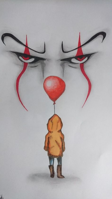 Scary Movie Drawings, Clown Face Drawing, Jar Drawing, Pennywise Tattoo, Scarie Movie, Scary Clown Face, Simple Face Drawing, Clown Paintings, Traditional Tattoo Designs